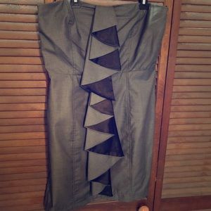 Gray, Mini Dress with ruffle front detail